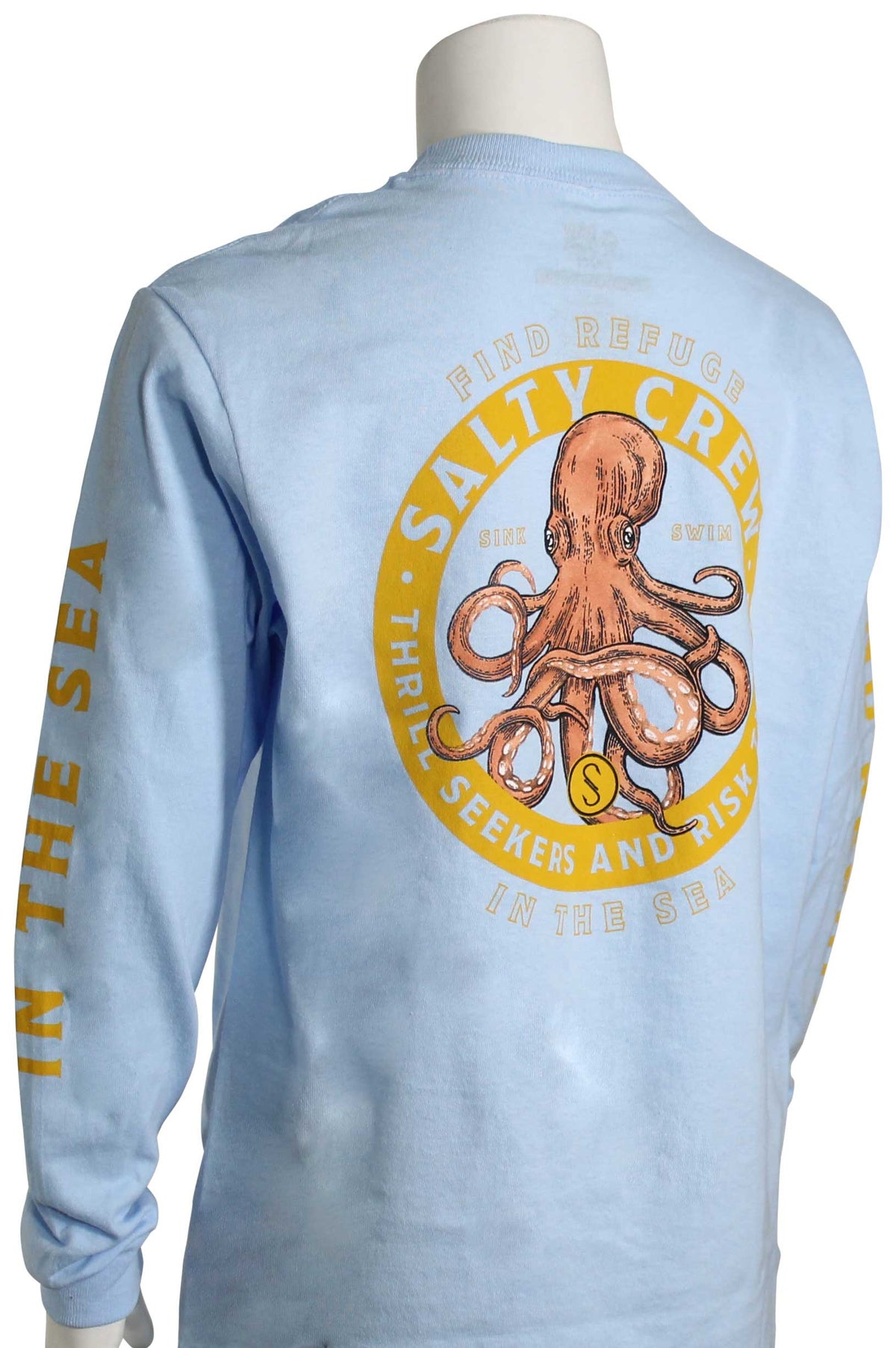 Salty Crew Boy's Deep Reach LS T-Shirt - Light Blue, back view