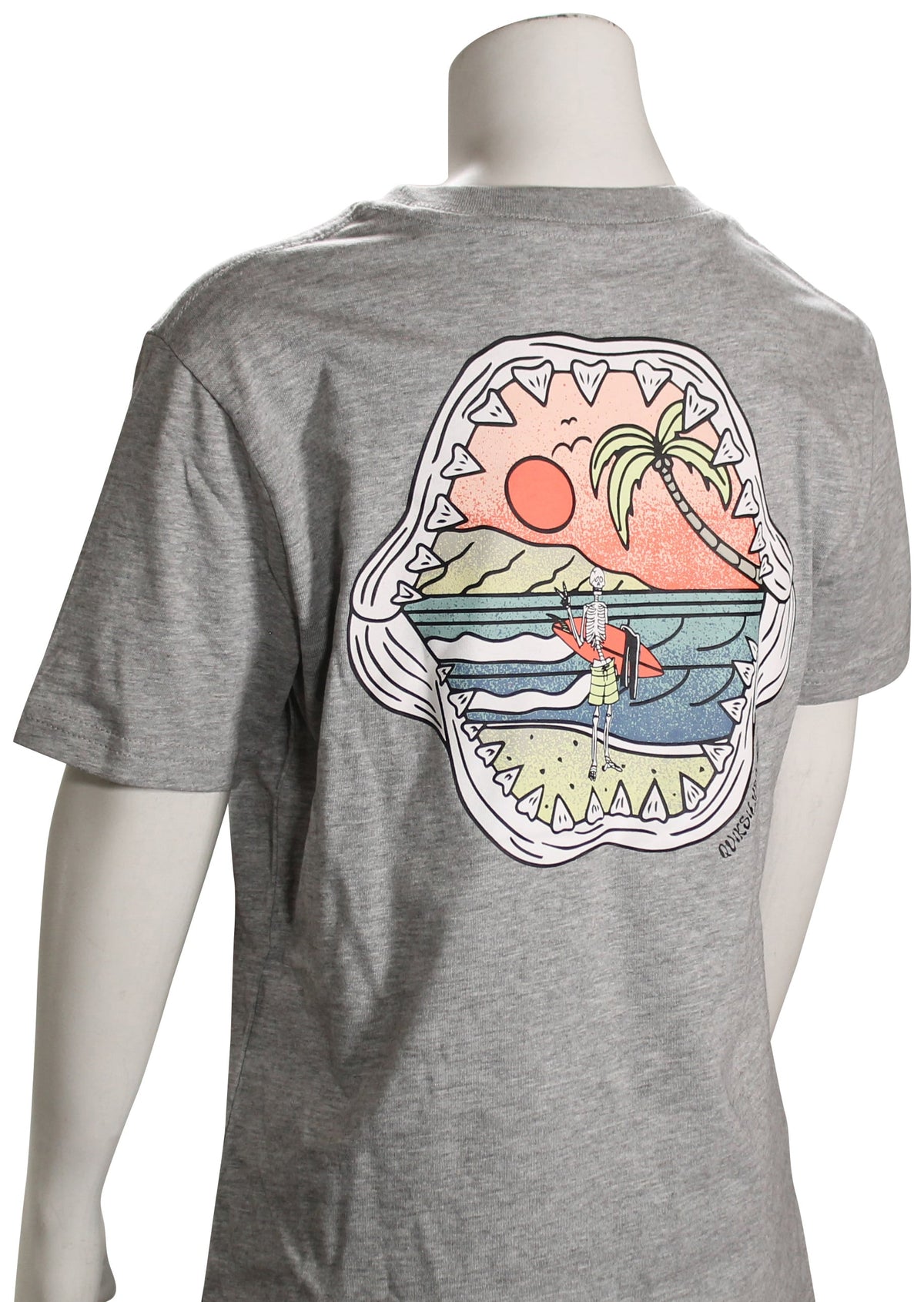 Quiksilver Boy's Shark Mouth T-Shirt - Grey Heather – back view