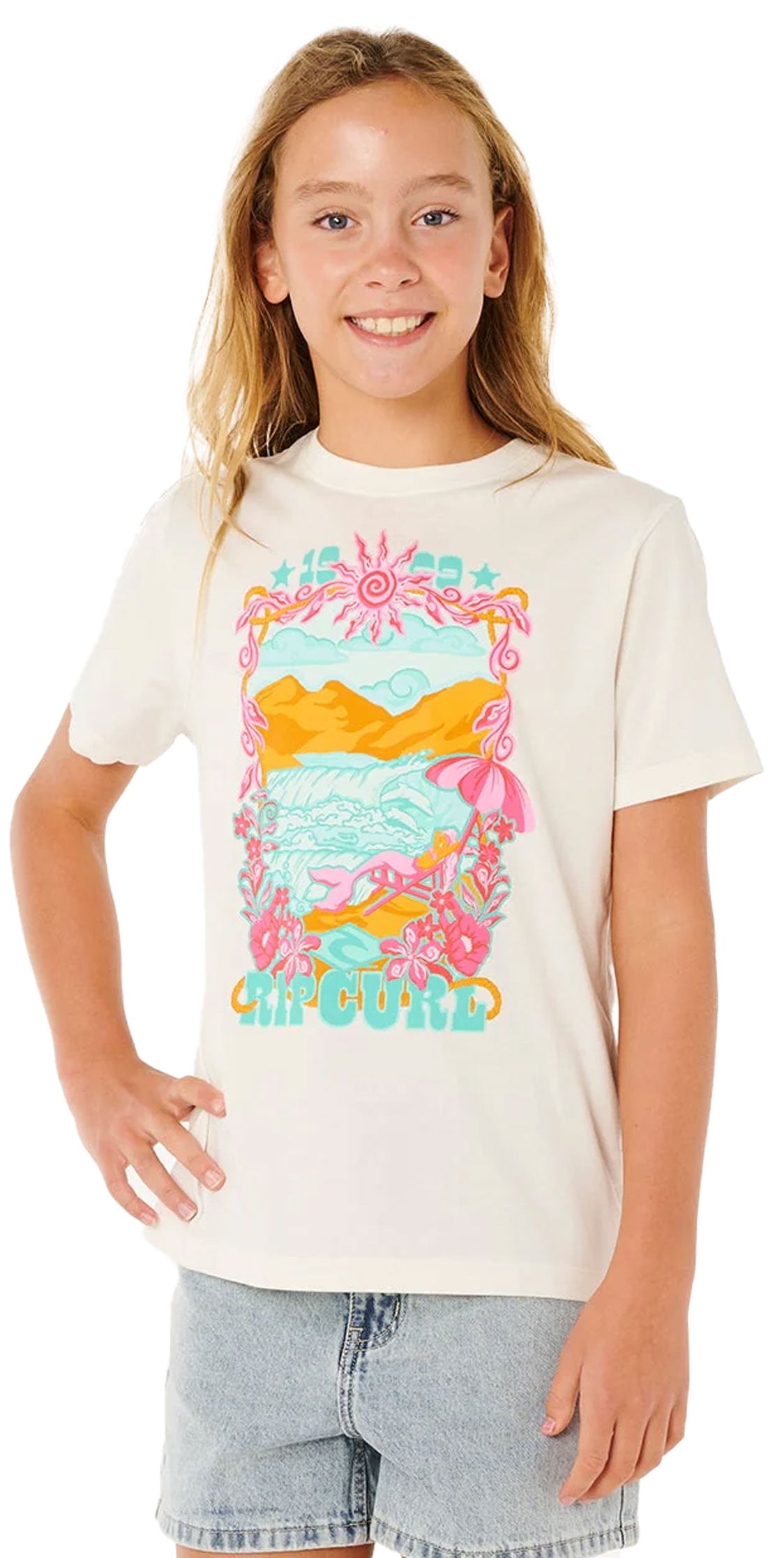 Rip Curl Girl's Sunshine Squad Band T-Shirt - Bone