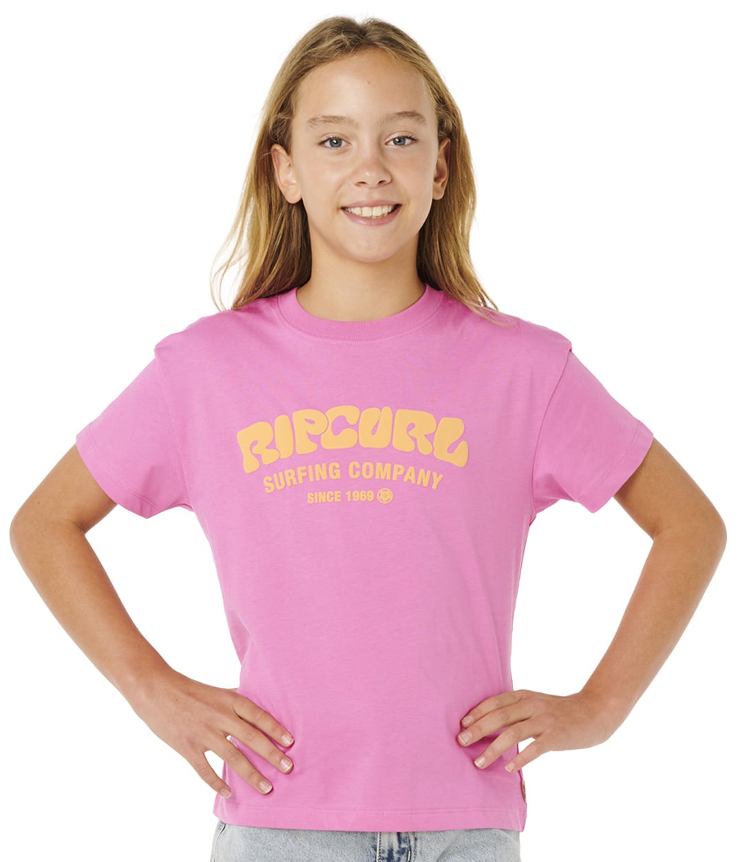 Rip Curl Surf Puff Relaxed Girl's Short Sleeve T-Shirt - Super Pink