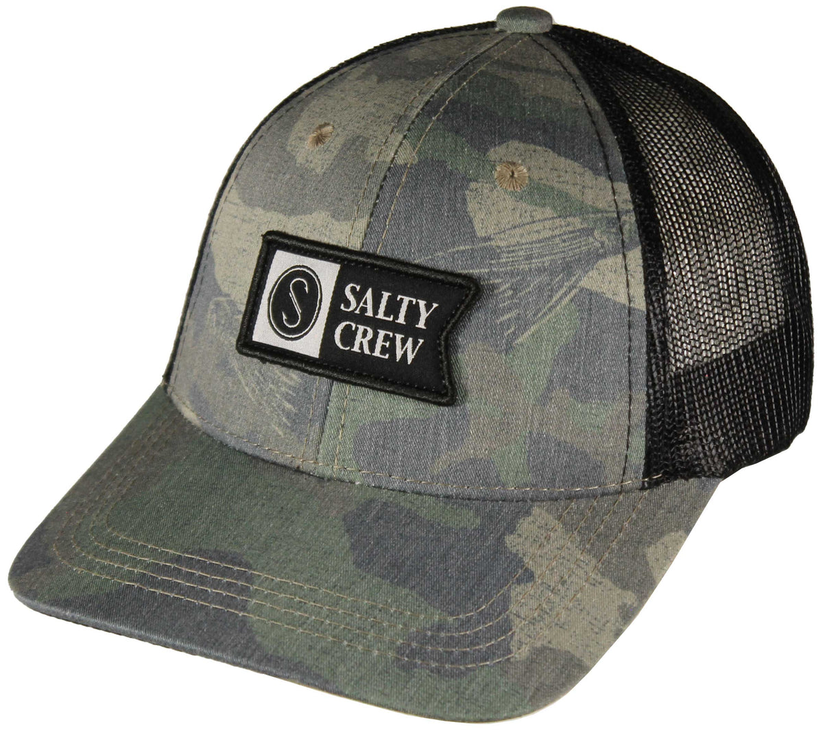 Salty Crew Boy's Pinnacle Retro Trucker Hat - Camo, front view