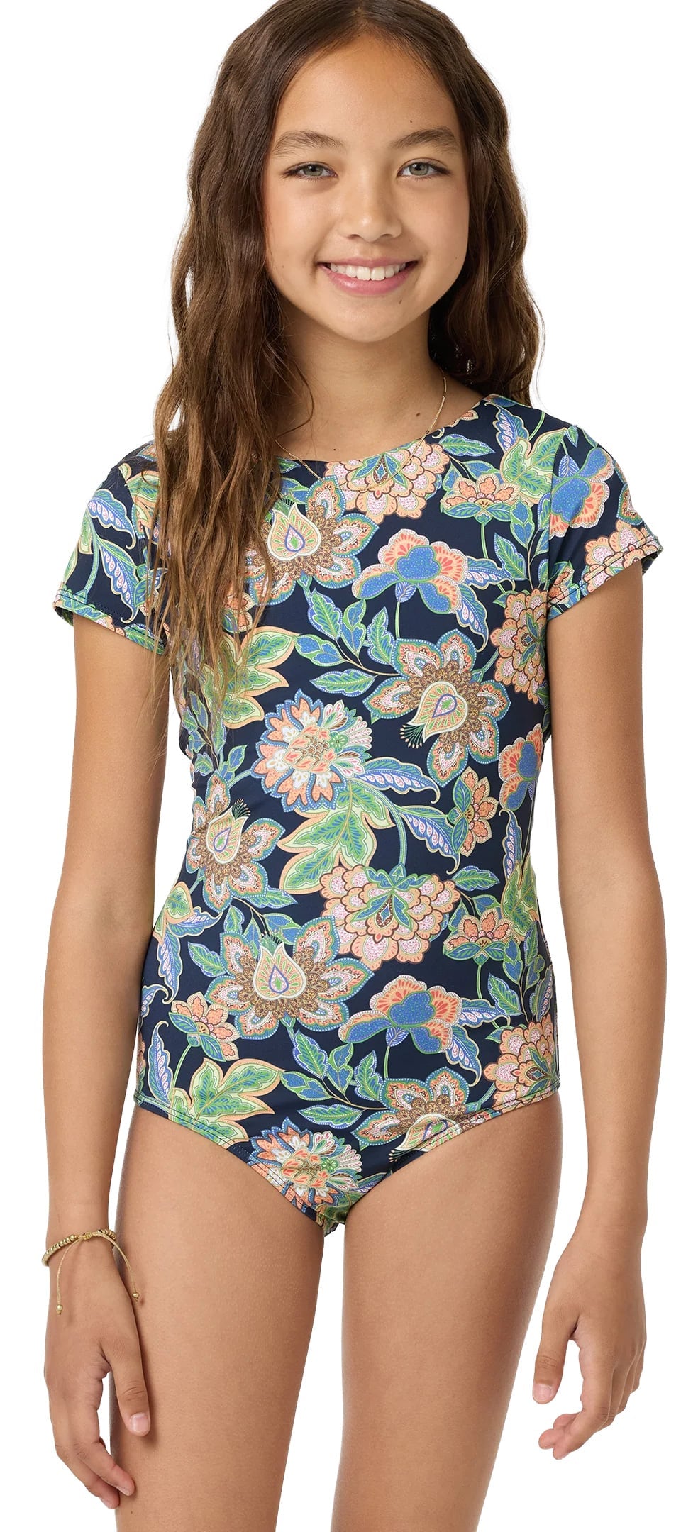 O'Neill Mermaid Floral Tie Back Girl's Surf Suit - Navy