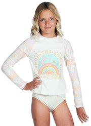 Billabong Girl's Layered With Love LS Rash Guard Set - Party Pink, front view