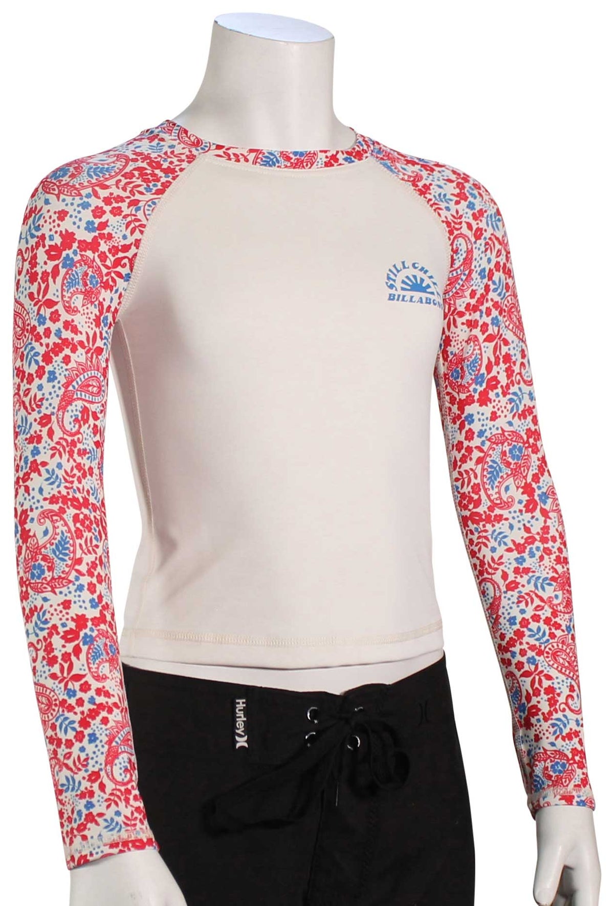 Billabong Girl's Ready For Fun LS Rash Guard - Salt Crystal, front view