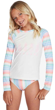 Billabong Girl's Stoked on Stripes LS Rash Guard Set - Multi