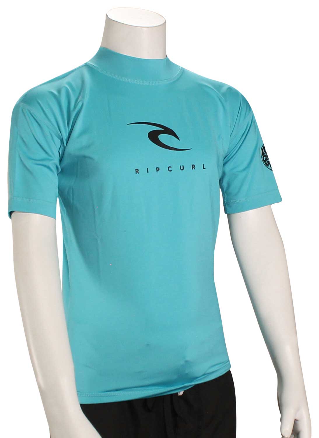 Rip Curl Boy's Corpo SS Rash Guard - Blue, front view