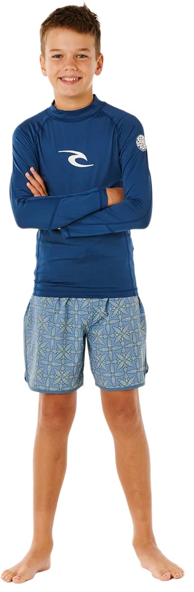 Rip Curl Waves UPF Boy's Long Sleeve Rash Guard - Light Navy – alternate view 1