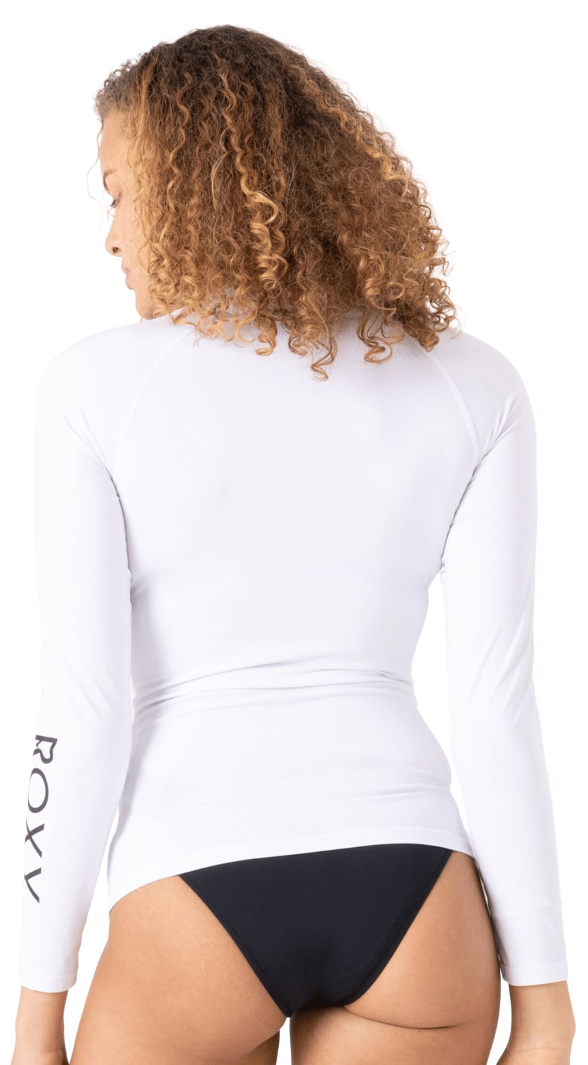 Roxy New Essentials Women's Long Sleeve Zipped Rash Guard - Bright White – back view