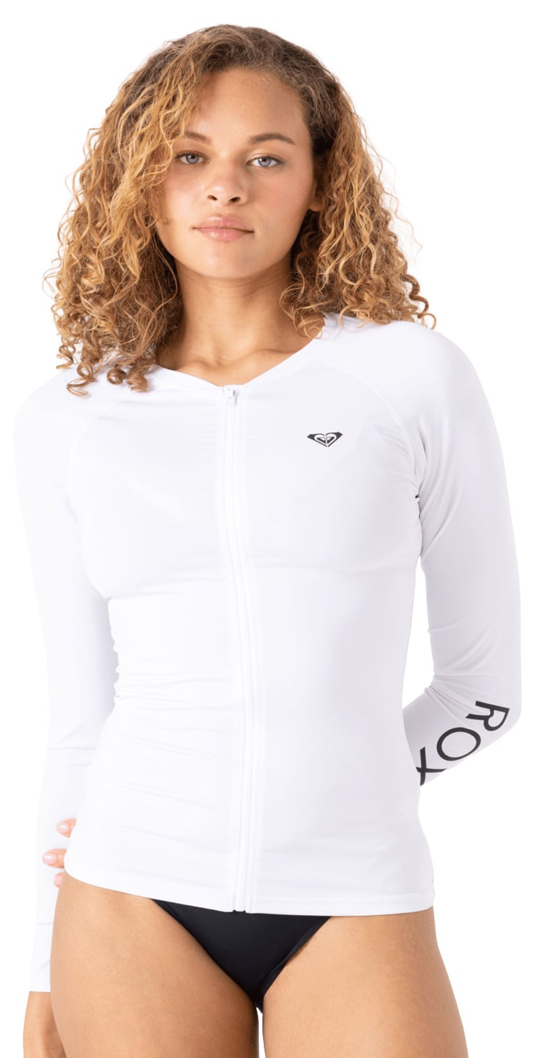 Roxy New Essentials Women's Long Sleeve Zipped Rash Guard - Bright White