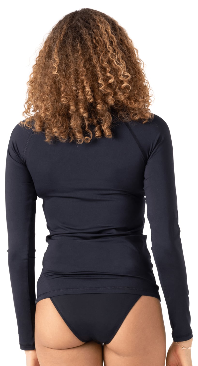 Roxy New Essentials Women's Long Sleeve Zipped Rash Guard - Anthracite – back view