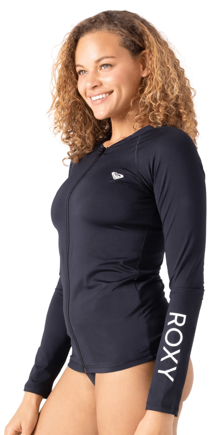 Roxy New Essentials Women's Long Sleeve Zipped Rash Guard - Anthracite – alternate view 1