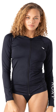 Roxy New Essentials Women's Long Sleeve Zipped Rash Guard - Anthracite