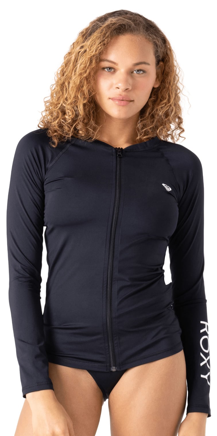 Roxy New Essentials Women's Long Sleeve Zipped Rash Guard - Anthracite