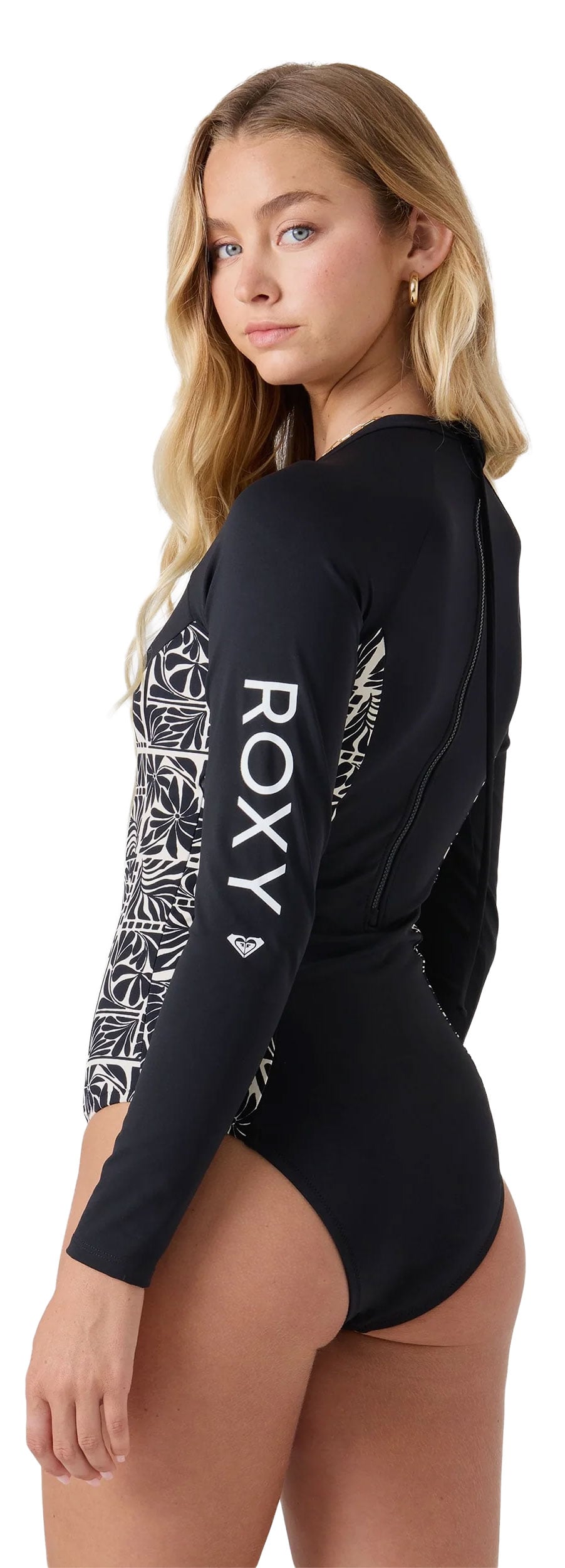 Roxy Geo Flower Women's Surf Suit - Black / Ivory – back view