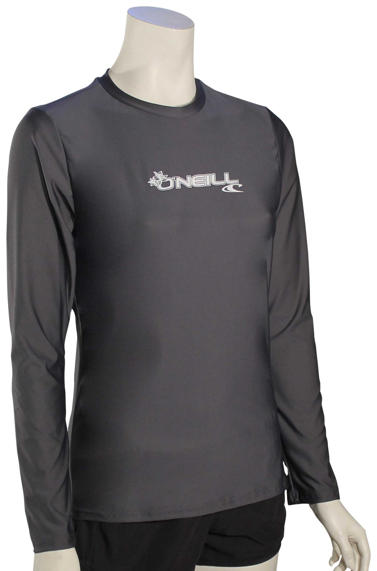 O'Neill Women's Basic Skins LS Surf Shirt - Graphite / White - XL