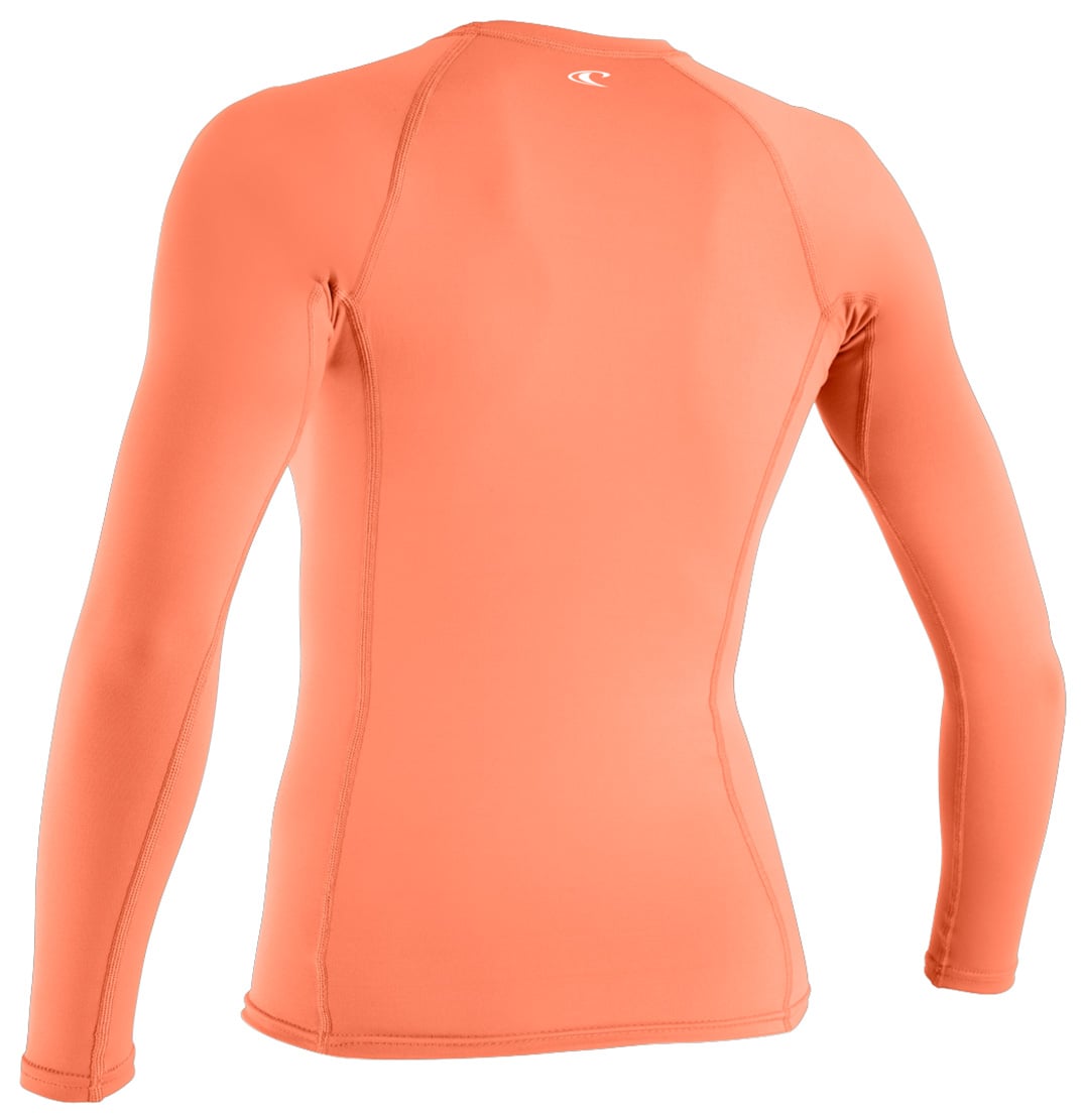 O'Neill Women's Basic Skins LS Rashguard - Light Grapefruit – back view