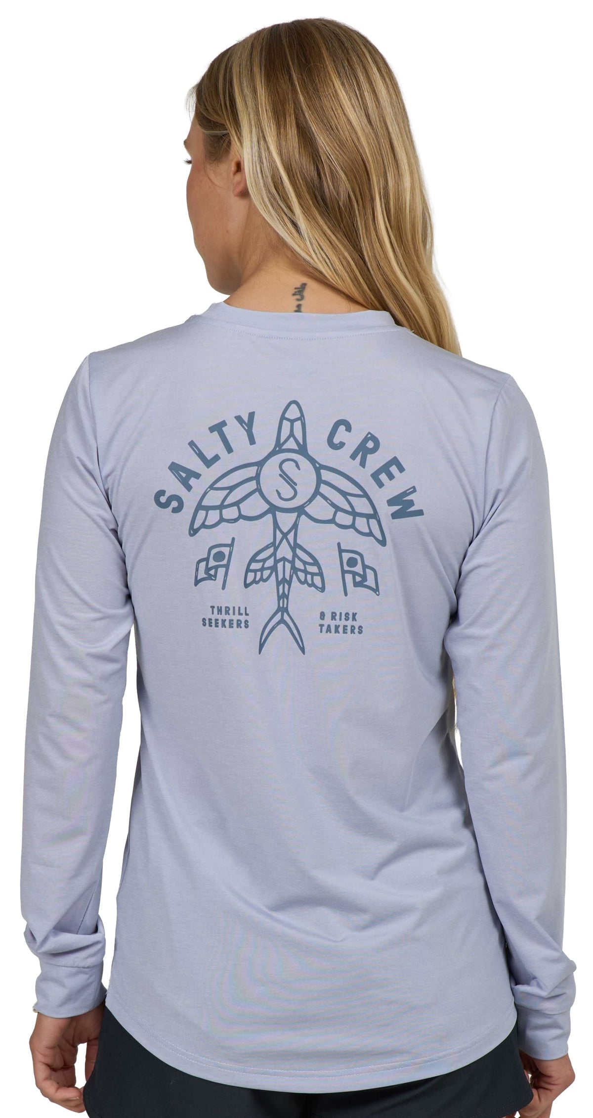 Salty Crew Flying High Women's Long Sleeve Sun Shirt - Fog – back view