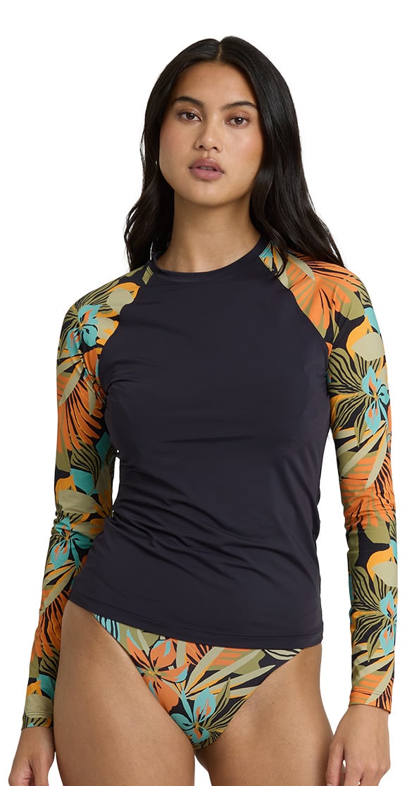 Billabong Des Tropiques LS Women's Rash Guard - Black Multi