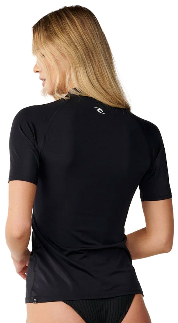 Rip Curl Women's Classic Surf UPF Short Sleeve Rash Guard - Performance Fit, Black – back view