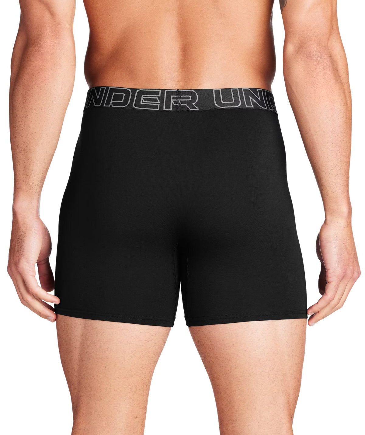 Under Armour Performance Cotton 6" Boxerjock 3-Pack - Black / Steel – back view