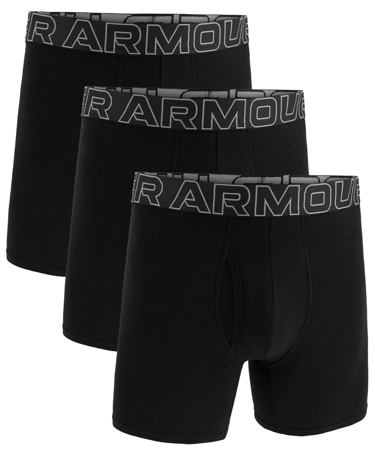 Under Armour Performance Cotton 6" Boxerjock 3-Pack - Black / Steel – alternate view 1