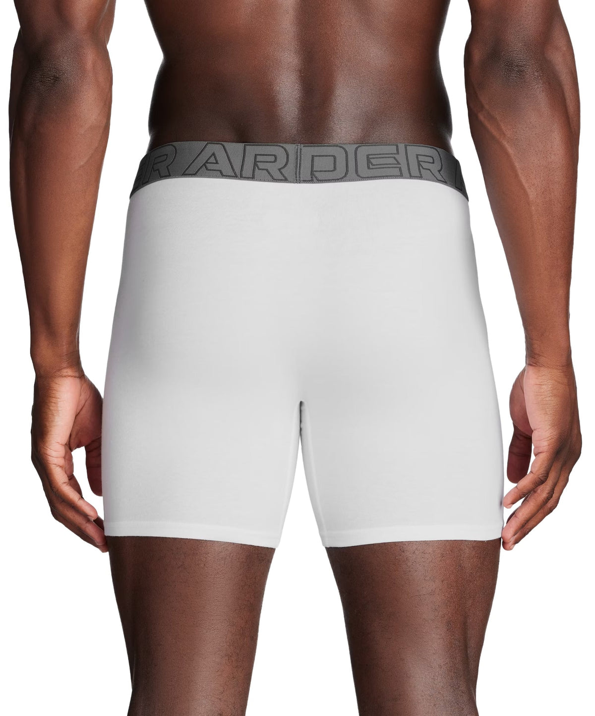 Under Armour Performance Cotton 6" Boxerjock 3-Pack - White / Steel – back view