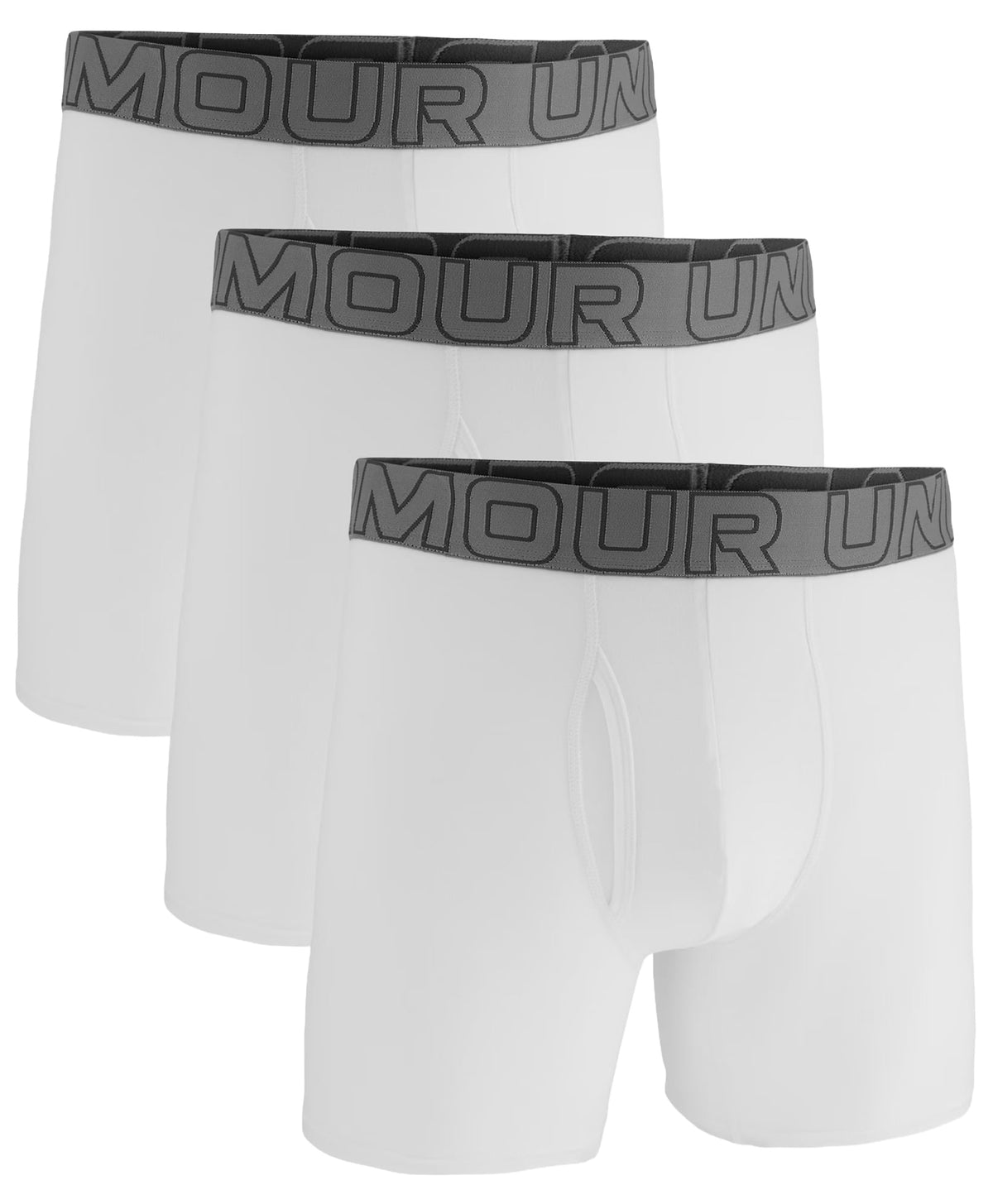 Under Armour Performance Cotton 6" Boxerjock 3-Pack - White / Steel – alternate view 1