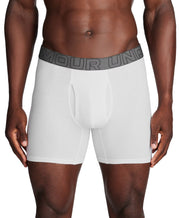 Under Armour Performance Cotton 6" Boxerjock 3-Pack - White / Steel