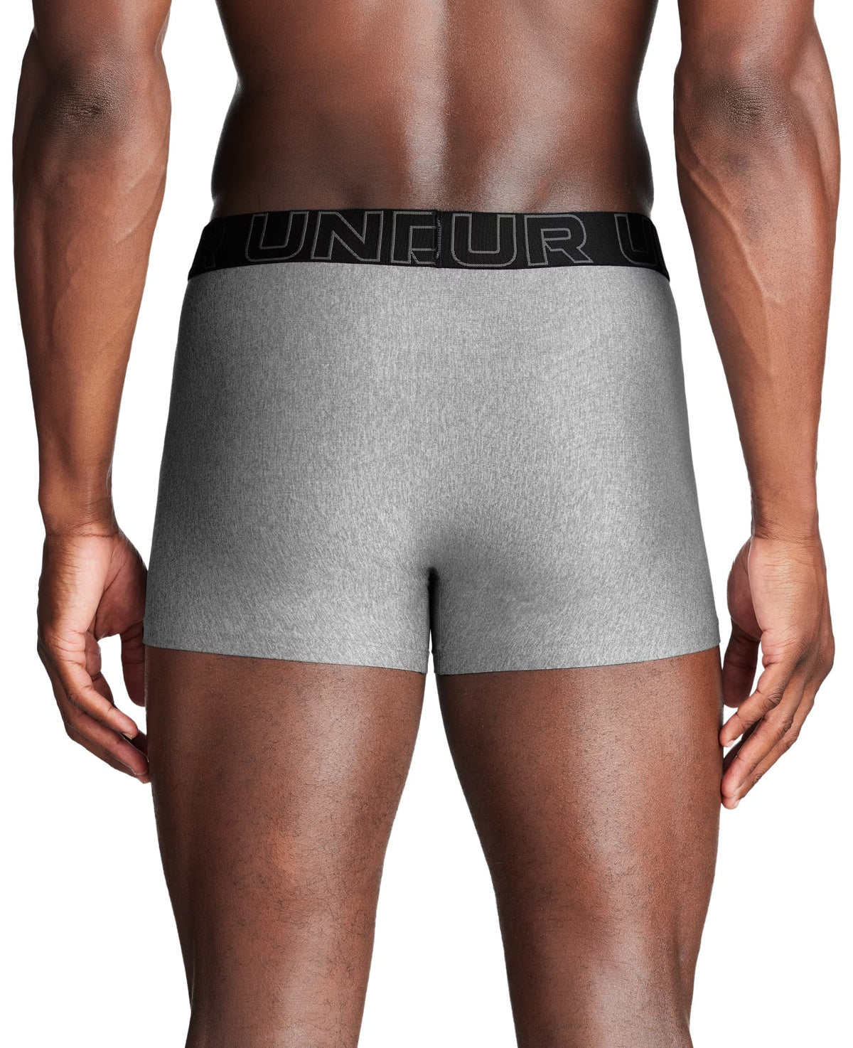 Under Armour Performance Tech 3" Boxerjock 3-Pack - Grey Heather / Black – back view