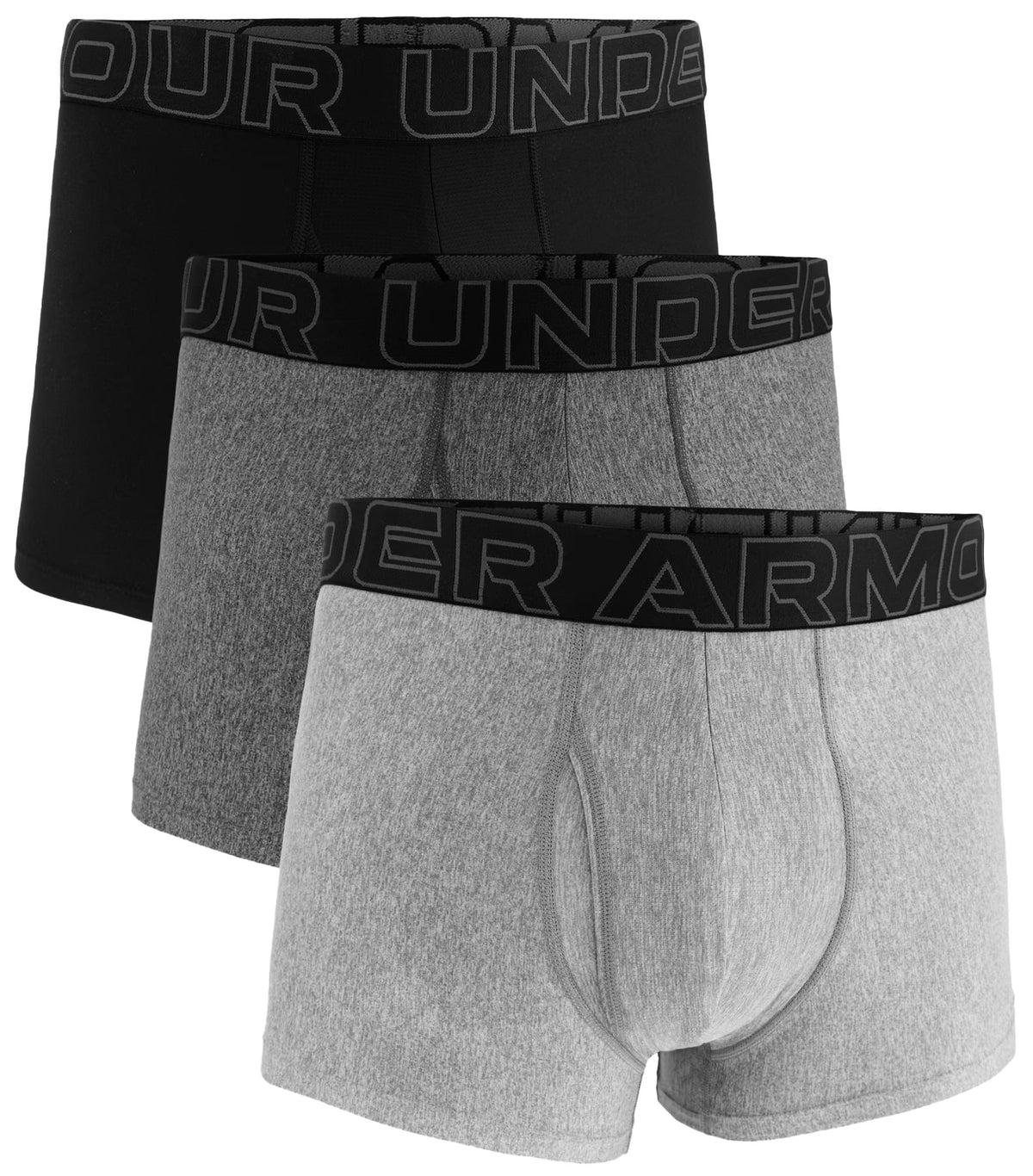 Under Armour Performance Tech 3" Boxerjock 3-Pack - Grey Heather / Black – alternate view 1