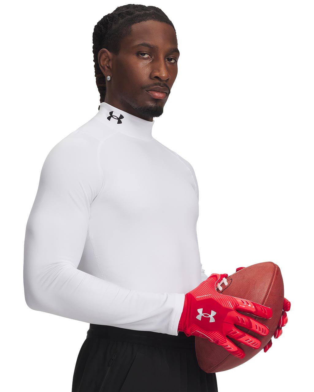 Under Armour Cold Gear Fitted Mock Neck - White / Black