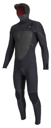 O'Neill Men's Psycho Tech 5/4mm+ Chest Zip Full Wetsuit w/Hood - Black