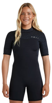 Roxy Women's 2.0 Swell Natural Back Zip Short Sleeve Spring Wetsuit - Animal Print