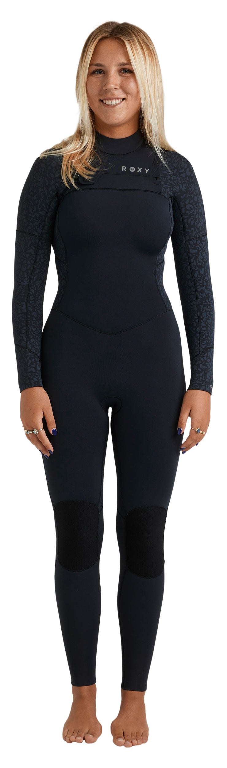 Roxy Women’s 4/3 Swell Natural Front Zip Full Wetsuit - Eco Performance, Animal Print