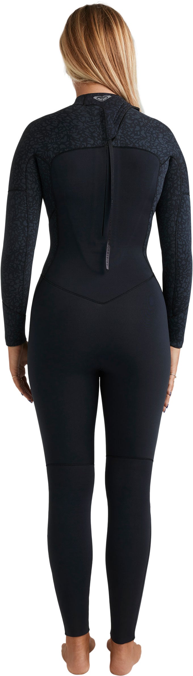 Roxy Women’s 4/3 Swell Natural Back Zip Full Wetsuit - Eco Performance, Animal Print – back view