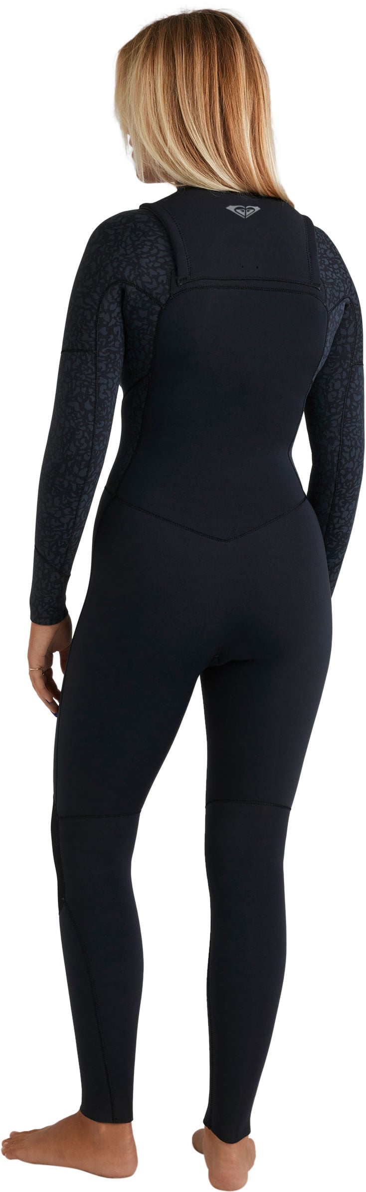 Roxy Women’s 3/2 Swell Natural Front Zip Full Wetsuit - Eco Performance, Animal Print – back view