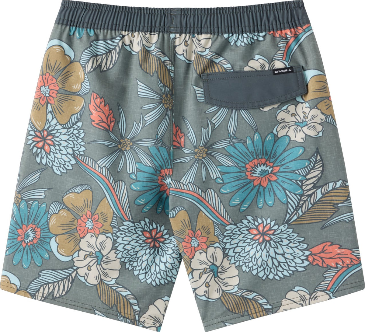 O'Neill Hermosa Elastic Waist Lined 16" Boy's Volley Shorts - Mulled Basil – back view