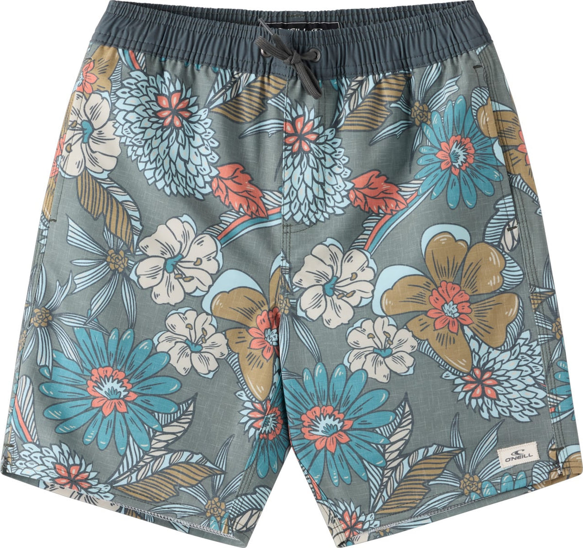 O'Neill Hermosa Elastic Waist Lined 16" Boy's Volley Shorts - Mulled Basil