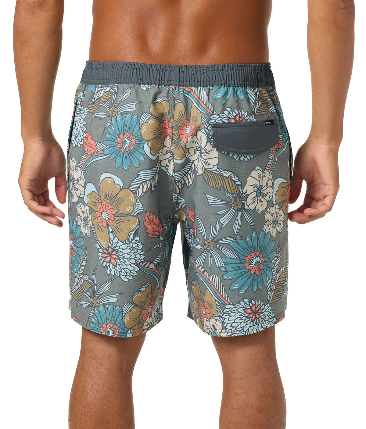 O'Neill Hermosa Elastic Waist Lined 17" Men's Volley Shorts - Mulled Basil – back view
