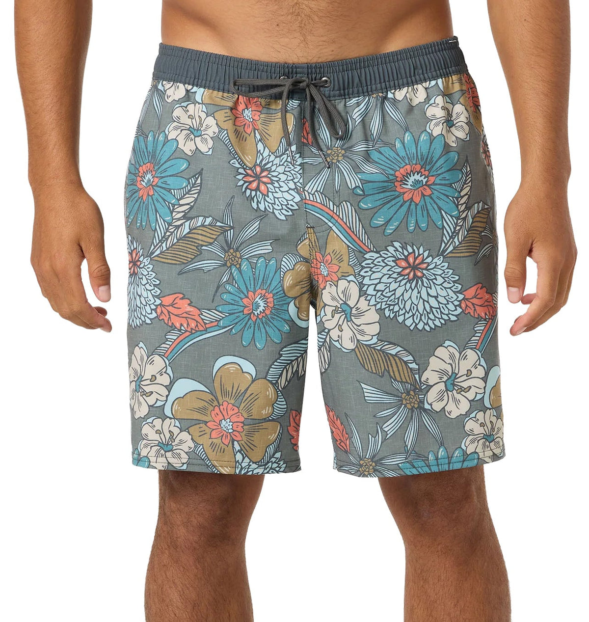 O'Neill Hermosa Elastic Waist Lined 17" Men's Volley Shorts - Mulled Basil