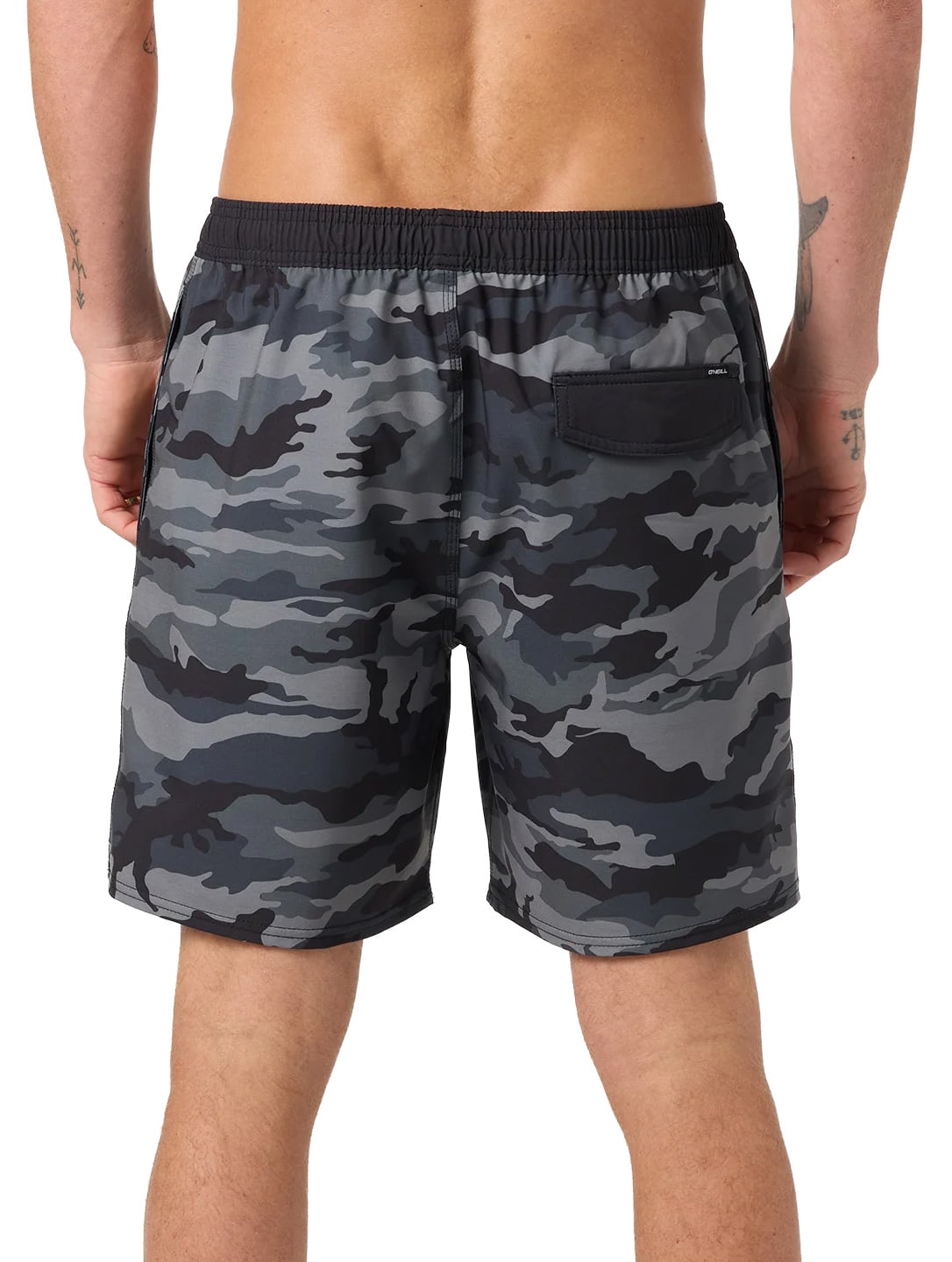 O'Neill Hermosa Elastic Waist Lined 17" Men's Volley Shorts - Black Camo – back view