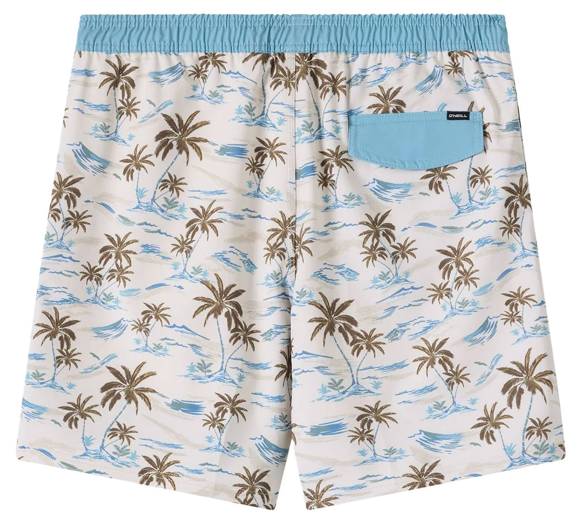 O'Neill Men's Hermosa Elastic Waist Lined 17" Swim Trunks - Stretch Volley Shorts, Cream – back view
