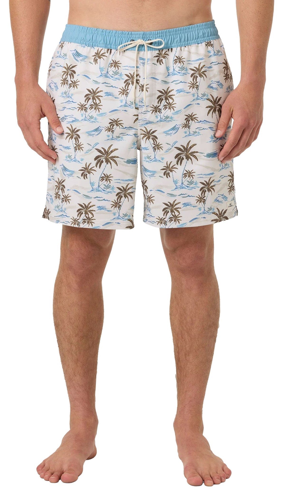 O'Neill Men's Hermosa Elastic Waist Lined 17" Swim Trunks - Stretch Volley Shorts, Cream – alternate view 1