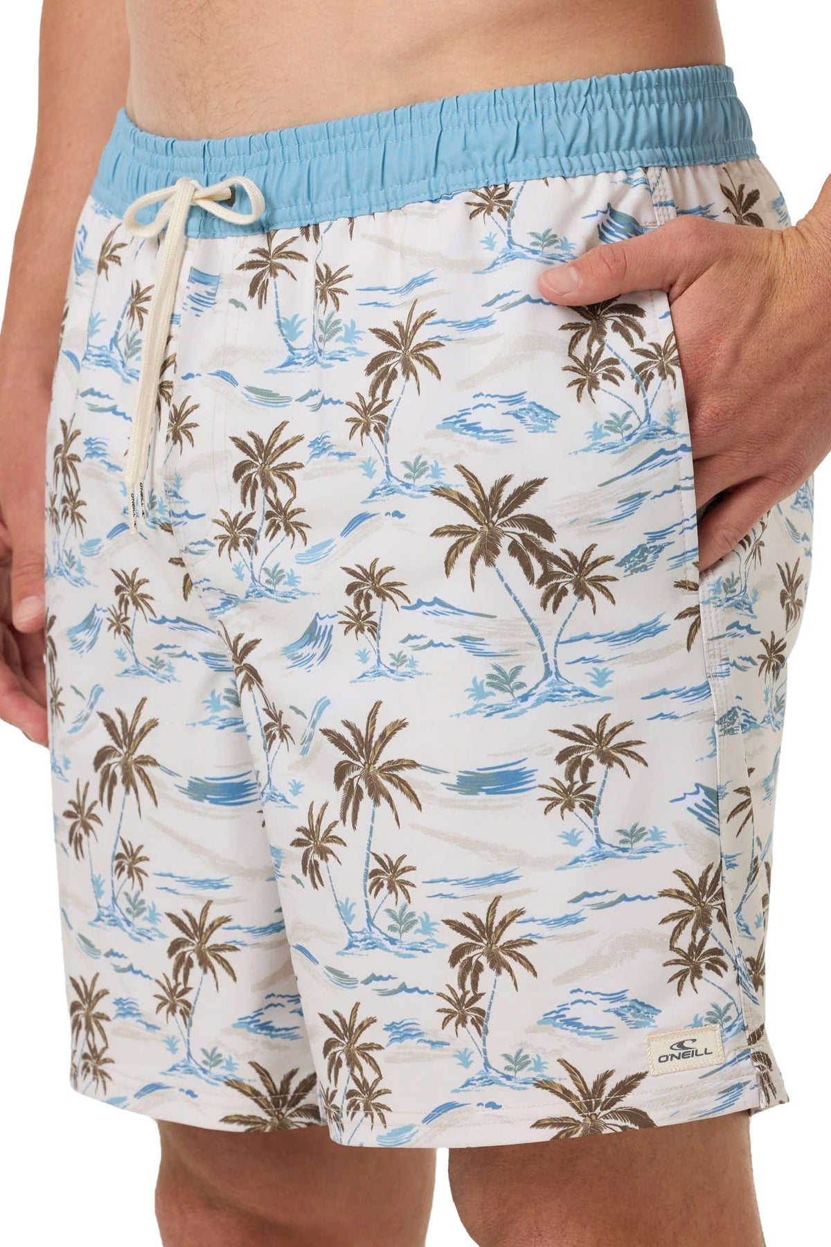 O'Neill Men's Hermosa Elastic Waist Lined 17" Swim Trunks - Stretch Volley Shorts, Cream – alternate view 2