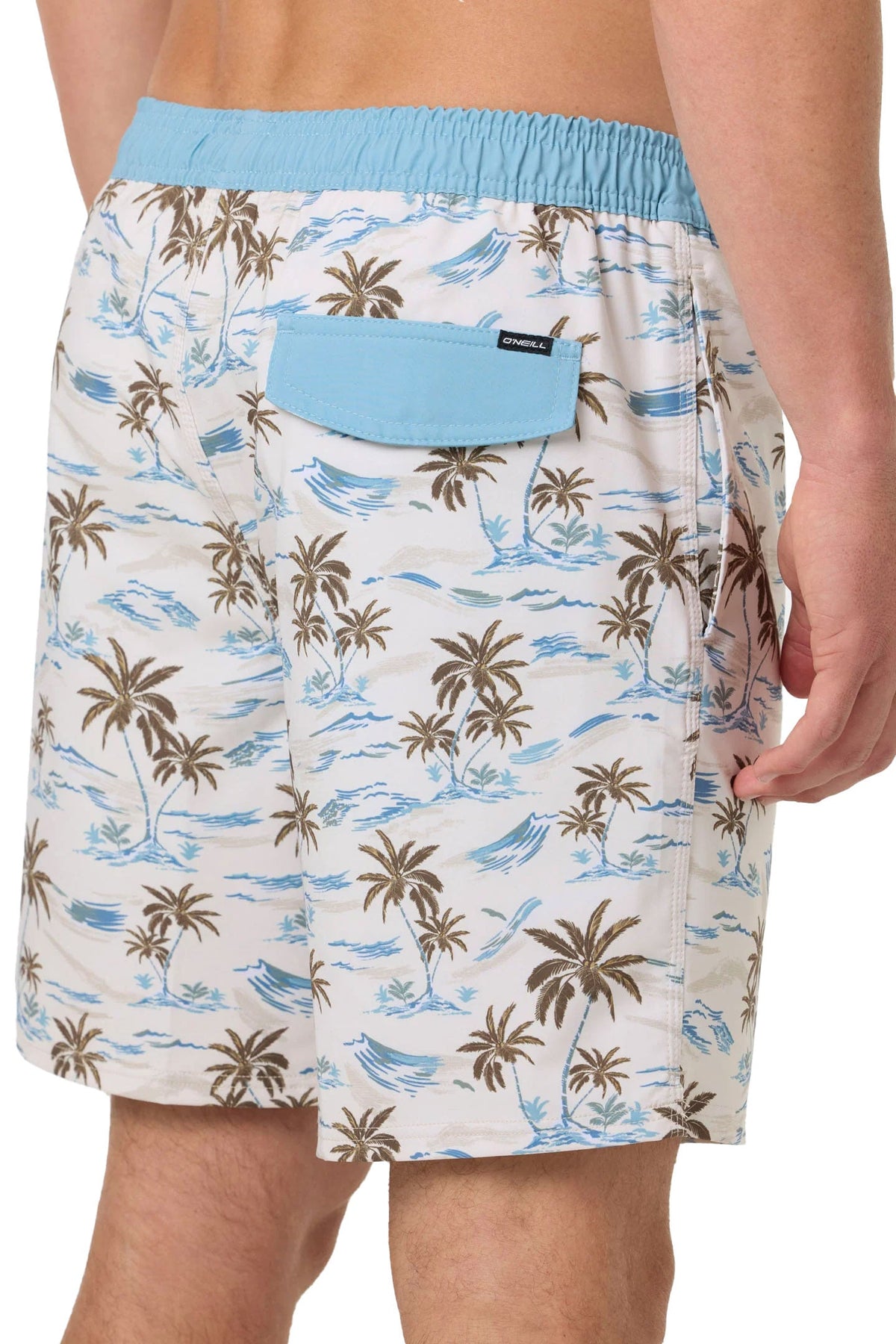 O'Neill Men's Hermosa Elastic Waist Lined 17" Swim Trunks - Stretch Volley Shorts, Cream – alternate view 3