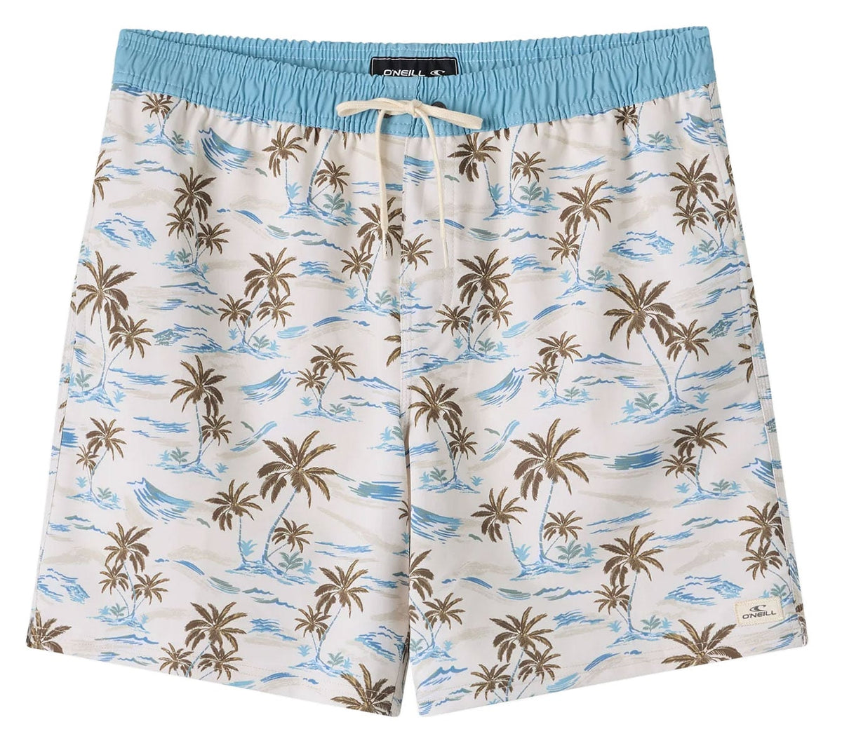 O'Neill Men's Hermosa Elastic Waist Lined 17" Swim Trunks - Stretch Volley Shorts, Cream
