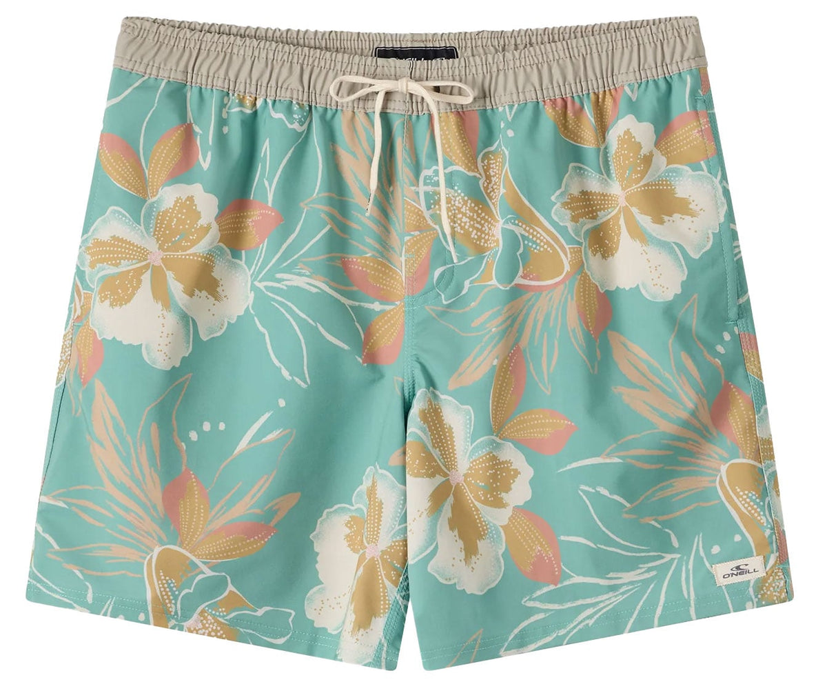 O'Neill Men's Hermosa Elastic Waist Lined 17" Swim Trunks - Stretch Volley Shorts, Green