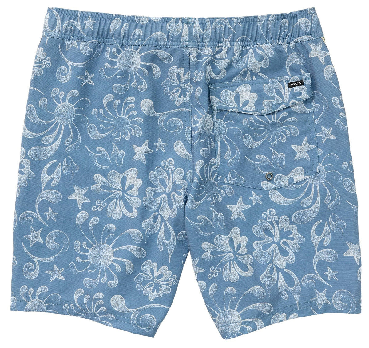RVCA Local Aloha Elastic 19" Volley Shorts - Light Blue – back view
