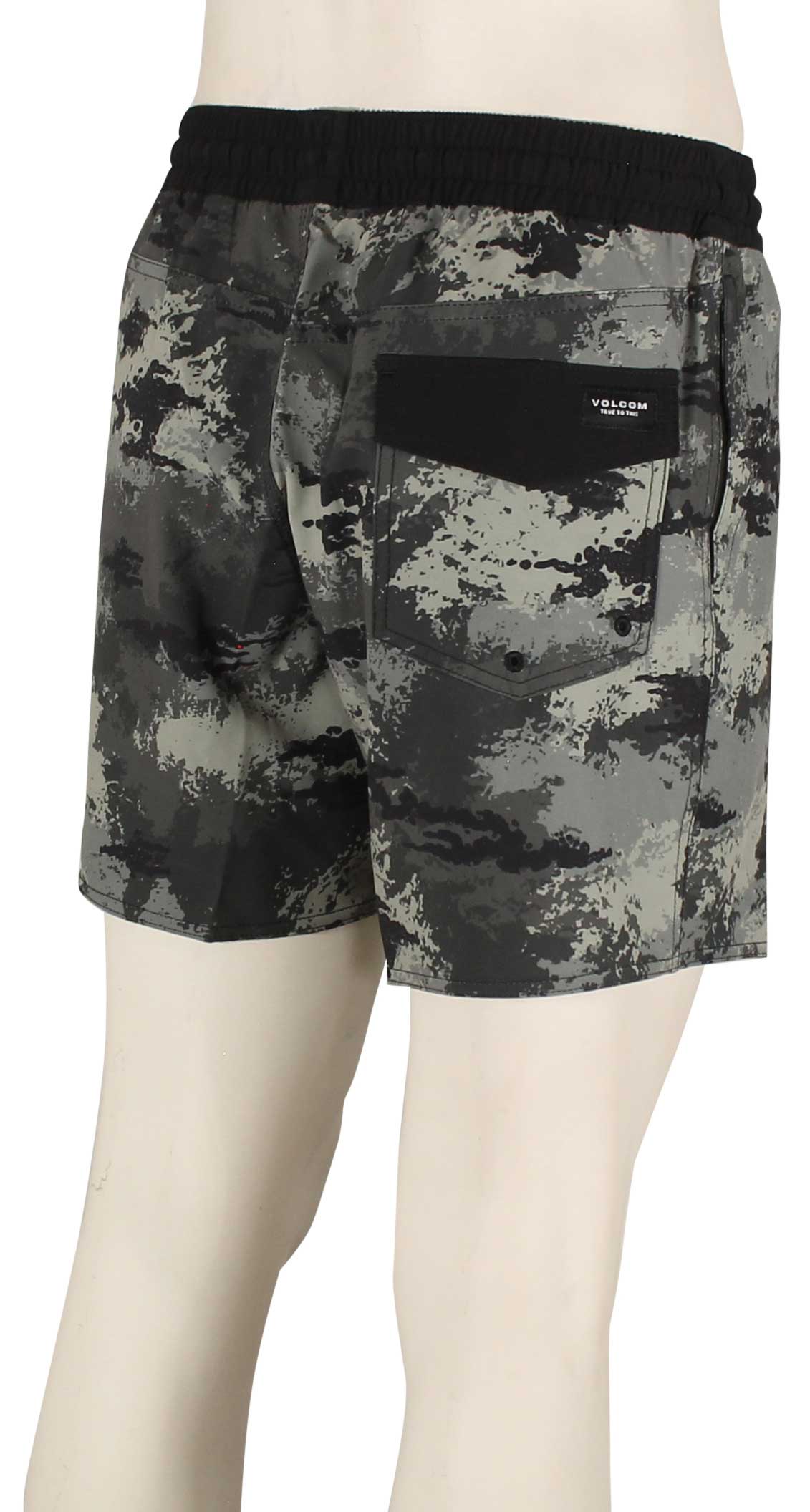 Volcom Lido Print 16" Volley Shorts - Black – back view
