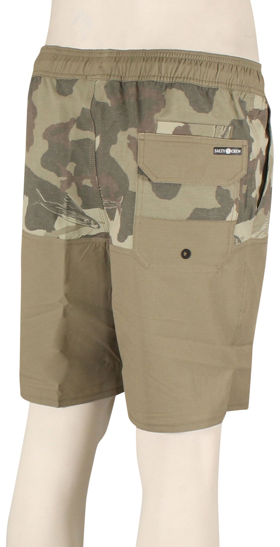 Salty Crew Doubletime Elastic Utility Volley Shorts - Camo Tan – back view